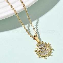 Латунная подвеска с микропаве из прозрачных кубических цирконий NJEW-D341-06G