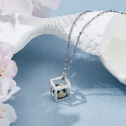 925 breloque cage à perle cubique vide en argent sterling&nbsp;STER-WH0005-62