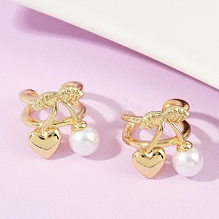 Серьги-манжеты из латуни и пластика с имитацией жемчуга EJEW-Q036-01G