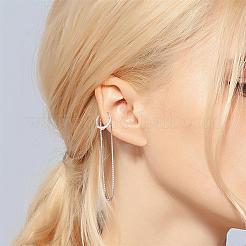 Антикоррозийное покрытие родием 925 стерлингового серебра серьги-манжеты с цепочкой серьги-кисточки без пирсинга серьги-манжеты с цепочкой ювелирные изделия подарок для женщин мужчин пара JE1066B