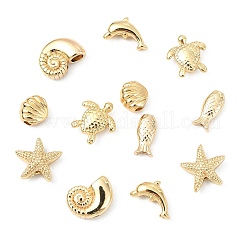 12 pièce 6 styles de perles en laiton plaquées&nbsp;KK-CJ0005-86