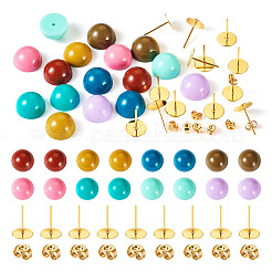 Комплекты украшений для самодельных полукруглых сережек-гвоздиков из непрозрачной смолы&nbsp;DIY-TA0010-78