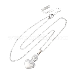 Ожерелья с подвеской из огненного шипа и священного сердца Иисуса из нержавеющей стали 304&nbsp;NJEW-M096-14P