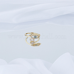 1 шт. латунные кольца-манжеты с микропаве из кубического циркония&nbsp;RJEW-LP0010-03