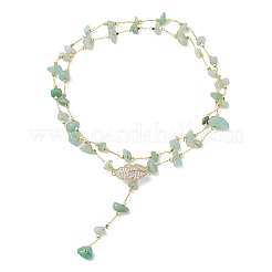 Ожерелья из звеньев цепи ручной работы с натуральным зеленым авантюрином&nbsp;NJEW-JN05811-02