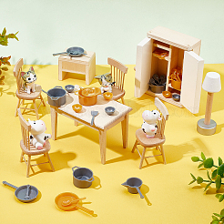 8セット2色のDIYプラスチックミニチュアキッチン用品セット  子供用キッチン食器玩具  ミックスカラー  14~55x7~37x3~17mm  穴：1~2mm  10個/セット  4セット/カラー&nbsp;AJEW-GA0003-99