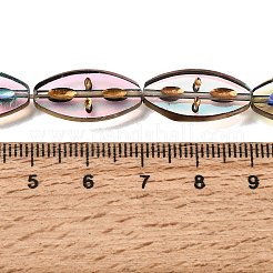 電気メッキ透明ガラスビーズ連売り  馬の目  カラフル  19.5x9.5x3.3mm  穴：1mm  約20個/連  15.75''（40センチメートル）&nbsp;GL-CBA98F0-08B