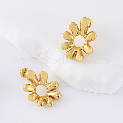 女性用304ステンレススチールスタッドピアス  花  ゴールドカラー  25x20mm&nbsp;ET2893
