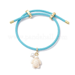 Браслеты с подвесками из окрашенной синтетической бирюзы BJEW-JB11827