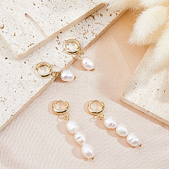 2 пара серег-колец в форме слезы из натурального культивированного пресноводного жемчуга в 2 стилях&nbsp;EJEW-HS00007
