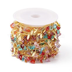 Цепочка с подвесками в виде сердца и латунных листьев ручной работы из циркония CHC-E025-50G