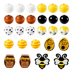 Печатные бусы из натурального дерева&nbsp;WOOD-TA0002-54