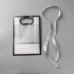 Прямоугольные пластиковые упаковочные подарочные пакеты с ручкой-дыркой и шелковой лентой&nbsp;ABAG-WH0044-61C