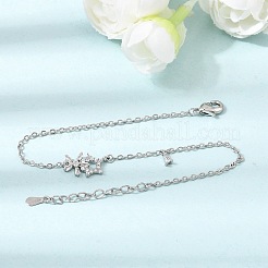 Armbänder aus Messing mit klaren Zirkonia-Blumen und Sterngliedern&nbsp;KK-CBAED06-03P
