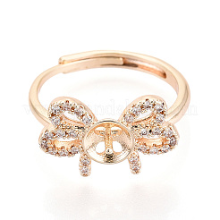 В форме банта латунные микро-паве прозрачные кубические цирконии регулируемые настройки колец KK-T076-48G