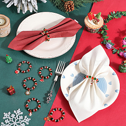 Serviettenringe aus Glasperlen mit Weihnachtsmotiv&nbsp;AJEW-SC00029
