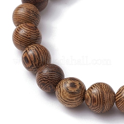 Браслет из натурального окрашенного белого нефрита и дерева BJEW-JB10056