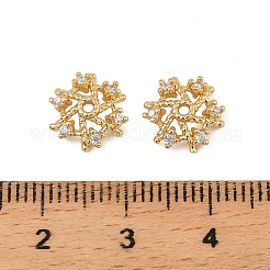 Колпачки для бусин из прозрачного кубического циркония из латуни&nbsp;KK-K374-24G