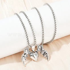 Хеллоуин сплав сердце с крыльями летучей мыши кулон 201 нержавеющая сталь коробка цепи ожерелья для женщин мужчин NJEW-A056-01P