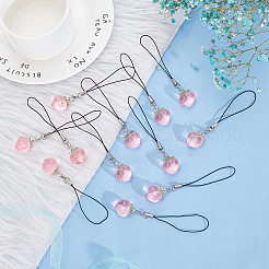 Смола персики украшение телефон прелести ремешок HJEW-PH01765