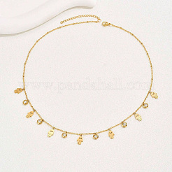Religiöse Halsketten aus Edelstahl mit hohlem Anhänger in Form mehrerer Hamsa-Handformen für Damen&nbsp;SW4671