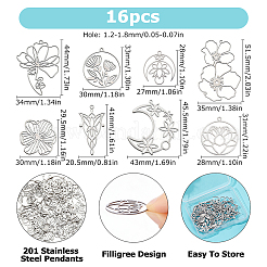 16 pièce 8 styles 201 pendentifs en acier inoxydable&nbsp;STAS-HS0001-85