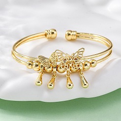 Латунь манжеты браслеты&nbsp;BJEW-U025-06G