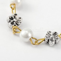 Ручной круглые стекла жемчуг цепи для ожерелья браслеты делает AJEW-JB00072-01