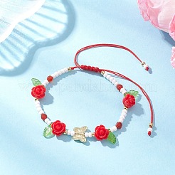 Браслеты из стеклянных бусин и плетеных бусин из смолы для женщин&nbsp;BJEW-MZ00237-03