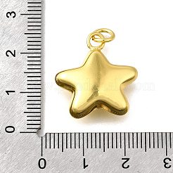 真鍮チャーム  スターのチャーム  丸カン付き  カドミウムフリー＆鉛フリー  長持ちメッキ  ラックめっき  18KGP本金メッキ  22x20x7.5mm  穴：4mm&nbsp;KK-Z102-10G-01
