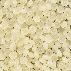 透明ガラスシードビーズ  ドーナツ  模造ゼリー  ライトカーキ  4.5x2.5mm  穴：1mm  約7031個/ポンド&nbsp;SEED-Q041-01C