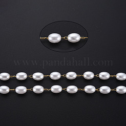 Цепочки из нержавеющей стали 304 и пластика ABS с имитацией жемчуга CHS-S008-015G