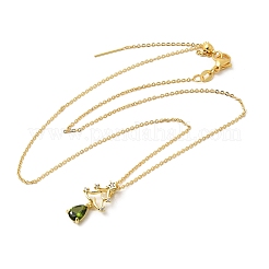 Подвески с микропаве из кубических цирконий в форме рождественской елки из латуни NJEW-L468-01G-B01