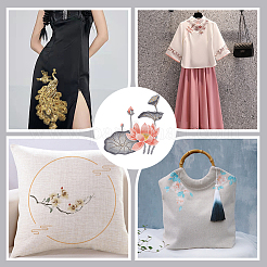 Ткань из полиэстера с рисунком лотоса и стручка лотоса&nbsp;PATC-WH0009-01C