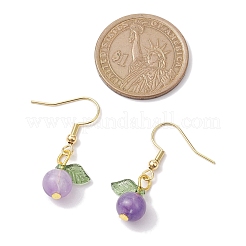 アクリルダングルピアス  304ステンレススチールピアスフック付き  葉っぱ  青紫色  32.5x12.5mm&nbsp;EJEW-JE05749-04