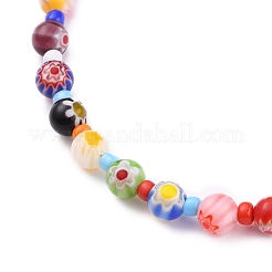 Handgemachte Millefiori Glasperlen Fußkettchen&nbsp;AJEW-AN00341-02