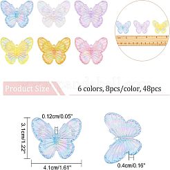 48 шт. 6-х цветные гальванические акриловые подвески PACR-FH0001-04