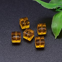 カット加工キューブ模造オーストリアクリスタルビーズ連売り  グレードAAA  オレンジ  6x6mm  穴：0.7~0.9mm  約68個/連  15.7インチ&nbsp;G-M184-6x6mm-08A