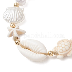 Браслеты из плетеных бусин с синтетической бирюзой&nbsp;BJEW-JB13494