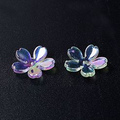 メッキレインボー透明アクリルビーズ  きらめき  花  ミックスカラー  17.5x17.5x4mm  穴：1.8mm&nbsp;TACR-K004-08