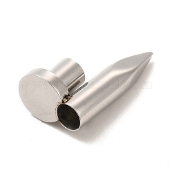 304ステンレススチールのガラスリンク  弾丸の形  革紐ブレスレット作り用  ステンレス鋼色  29.5x16.5x11.5mm  穴：6mm&nbsp;STAS-M308-09A