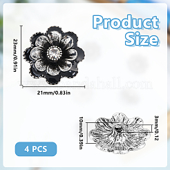 Knöpfe aus Blumenlegierung und Glasschaft&nbsp;BUTT-WH0061-14