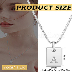 ステンレススチール製文字長方形ペンダントネックレス1個  真鍮製ベネチアンチェーンネックレス（女性用・男性用）  鉛フリー＆ニッケルフリー＆カドミウムフリー  ステンレス鋼色  文字a  17.64~18.35インチ（44.8~46.6cm）  エンドエクステンダー：59~62mm  ペンダント：10x6mm&nbsp;NJEW-LP0001-34A-P