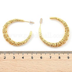 Текстурированные серьги-кольца из латуни в форме буквы С для женщин&nbsp;EJEW-U055-19G