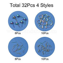 32 шт. 4 стиля из нержавеющей стали: французские крючки для сережек STAS-FS0001-62