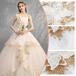 3d аппликации с вышивкой на молочных шелковых тканях в форме цветка PATC-WH0012-27