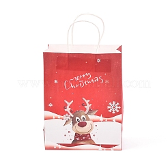 クリスマステーマクラフト紙袋  ハンドル付き  ギフトバッグやショッピングバッグ用  鹿の模様  35cm&nbsp;ABAG-H104-D02