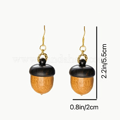 Серьги-подвески из латуни и дерева в форме сосновой шишки&nbsp;FS-WG23AF3-01