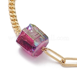 Braccialetti con maglie in quarzo naturale con prisma esagonale elettrolitico&nbsp;BJEW-JB10753-03
