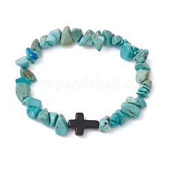 Synthetische türkisfarbene Chips Stretch-Armbänder für Frauen und Männer&nbsp;BJEW-JB11341-06